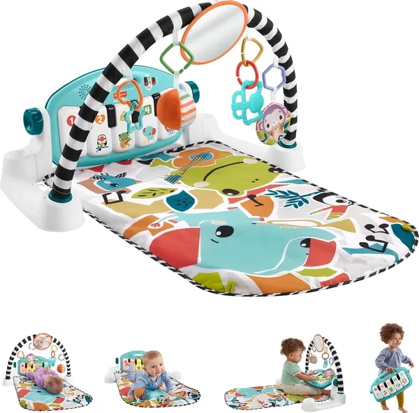 Fisher-Price Baby Activity Mat Glow & Grow Kick & Play Piano Gym Blue