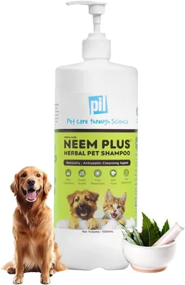 पिल नीम प्लस हर्बल पेट शैम्पू 1000ml | पुप्पी सेफ | एंटी-फंगल, टिक्स और फ़्लाईज़ के ख़िलाफ़, एंटी-बैक्टीरियल, एंटीसेप्टिक और pH बालांस
