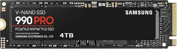Samsung SSD 990 PRO, 4TB, NVMe M.2, PCIe 4.0, 7.450 MB/s lezen, 6.900 MB/s schrijven, interne SSD, voor gaming en video-editing Best Deal