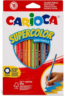 Carioca Supercolor 18 Pack Pentoloni Esagonali Colorati Intensi, Ideali per Disegnare e Colorare