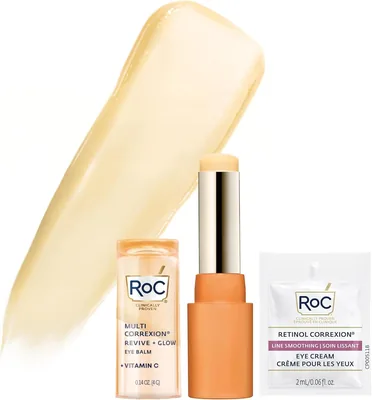RoC Multi Correxion Revive + Glow Vitamin C Eye Balm 0.14 oz with Retinol Eye Cream Packette - 86% Off