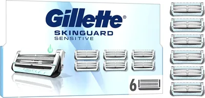 Gillette Skinguard Sensitive 6 Lamas de Reemplazo para Rasuras | Franja Lubrificante Mejorada para Hombres con Irritación en la Piel
