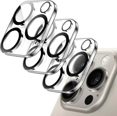 Protection d'objectif arrière JETech pour iPhone 15 Pro 6.1 pouces et 15 Pro Max 6.7 pouces, film de verre trempé 9H Anti-rayures