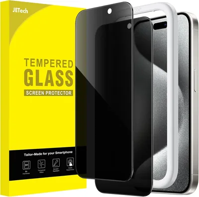 JETech Ochrona Ekranu dla iPhone 15 Pro 6,1 Cala, Szkło Hartowane Antyszpiegowe z Narzędziem Instalacyjnym