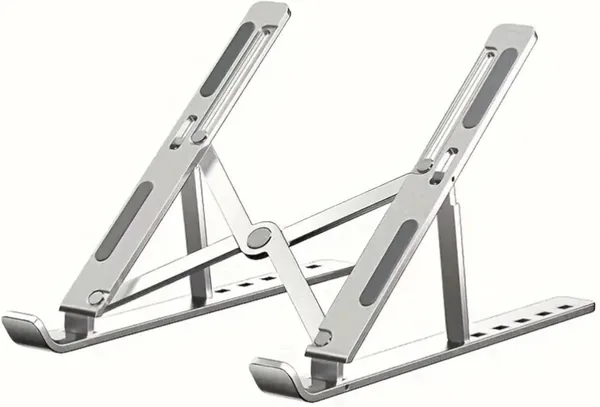 Adjustable Laptop Stand for Desk-Foldable Aluminum Laptop Stand Silver- Lightweight, Portable Laptop RiserDurable Laptop Holder Adjustable Compatible with MacBook, Dell, HP & More