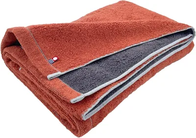 Imabari Towel Large Bath Towel, Orange & Gray, 70x130cm, 100% Cotton, Thick & Absorbent