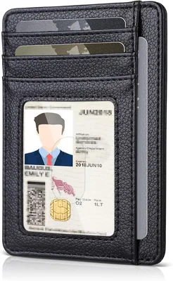 Portefeuille Mini Teskyer pour Hommes, Blocage RFID Anti-Fraude Élégant Minimaliste Etui à Cartes en Cuir PU Noir