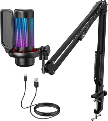 PC de jeu TONOR Micro RGB, microphone USB professionnel avec support pour streaming et YouTube