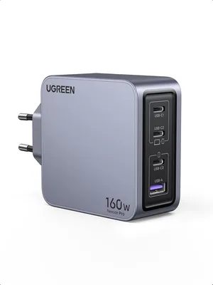 UGENER USB C Lader, Nexode Pro 160W GaN Ladegerät Mini USB C Stromversorgung 4-Port Schnelllader PD3.1 Kompatibel mit MacBook Pro