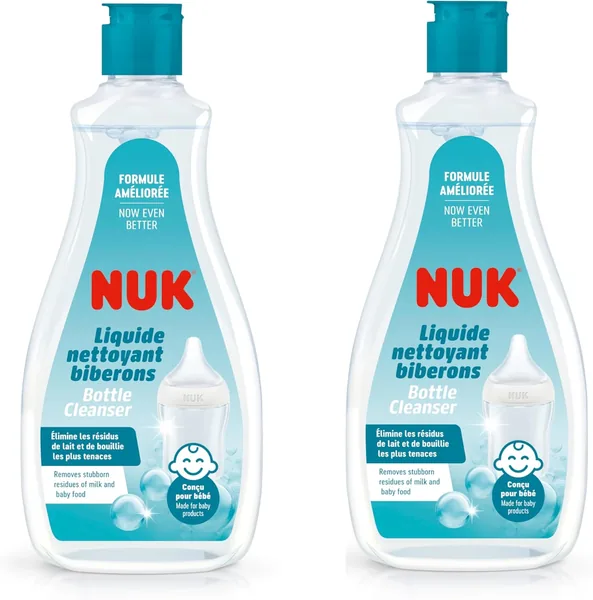 NUK Baby Bottle Cleanser | Fragrance Free | pH Neutral | 100% Recycled Bottle Pack | 2 x 500 ML