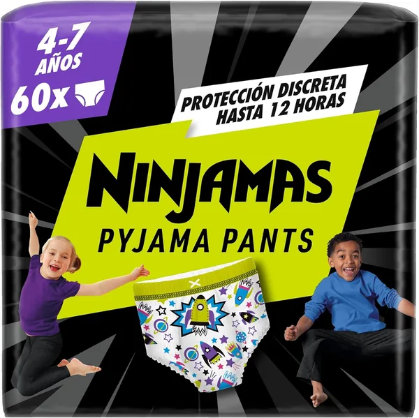 Dodot Ninjamas Diaper-Panty Size 4-7 Years (17-30 kg), 60 Nappies Briefs