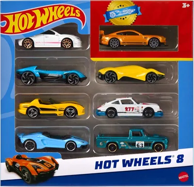 Hot Wheels 8-Pack Toy Cars & Trucks: Exclusive 1:64 Scale Vehicle