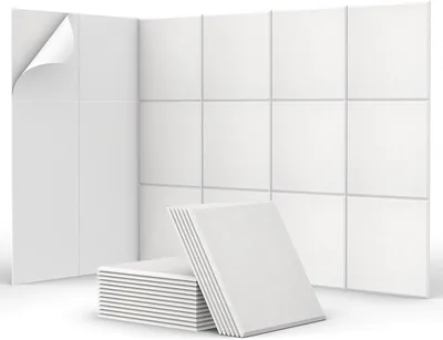 Autocollants panneaux acoustiques TONOR 18 pièces, carrés, 30 x 30 x 1 cm, isolation acoustique avec carreaux de mur en polyester à haute densité