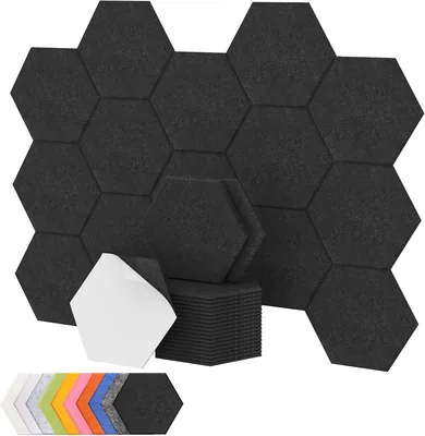 TONOR Hexagon Akustikpaneele, selbstklebend, 18 Stück, Hochdichte Schalldämpfer Wandfliesen, Schalldämmung, 30 x 26 x