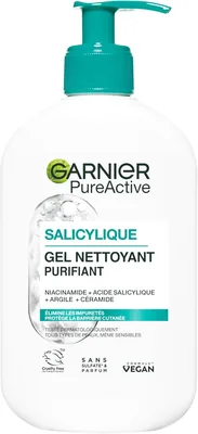 Garnier Pure Active - Gel Mousse Purifiant - Hydrate et Démaquille - Acide Hyaluronique, Ceramide, Argile - 35% Off