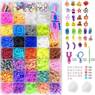 Jsdoin 2700+ Loom Bands Kit, 30 Colori di Gomma con Clip, Charms e Accessori per Braccialetti di Amicizia Fai-da-Te