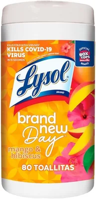 Lysol® Toallitas Desinfectantes para Superficies Fragancia Mango & Hibiscus 80 pz - 22% De Descuento