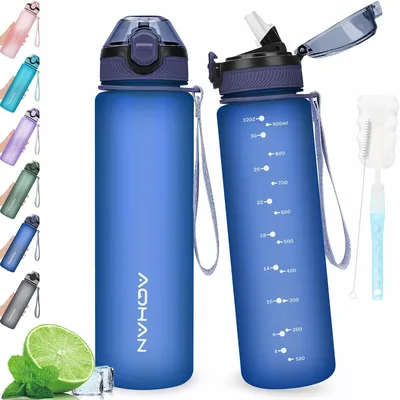 AOHAN Vattfles med lekkskyddad fliplid, BPA-fritt sportfles med strumpar, dishwasher sänt, non-toksik vattfles