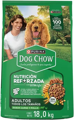 Purina Dog Chow Adulto Todos los tamaños Sabor Carne y Pollo 18Kg