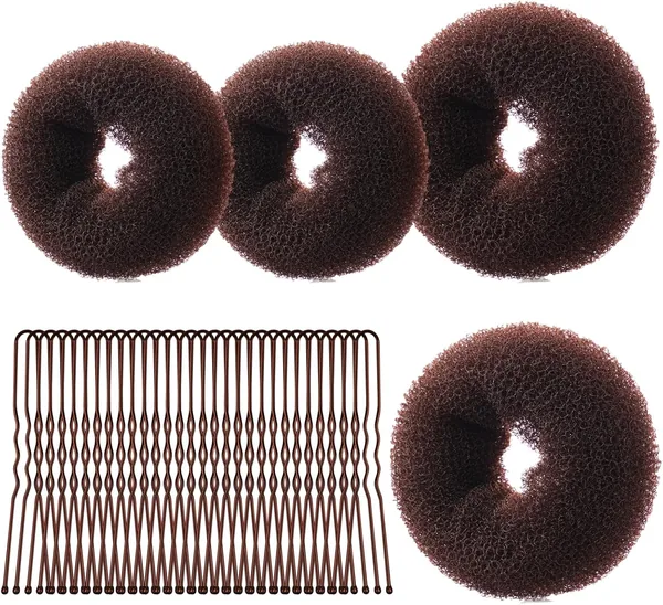 URAQT Haar Donut Bun Maker Set, 4 stuks Ring Stijl Donut Bun Shaper met 30 Haakjes, Blonde Chignon Donut Bun Haar Accessoires Best Deal