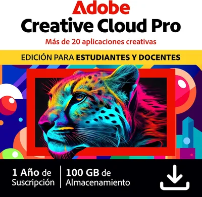 Adobe Creative Cloud Pro para estudiantes y docentes | Software Creativo con IA | 1 Año | PC/Mac | Descarga Digital