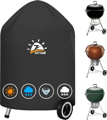 Zettum Kettle Grill Cover 5% Off - Vattensfärdig och Hält värme för Weber 600D Charcoal Grill