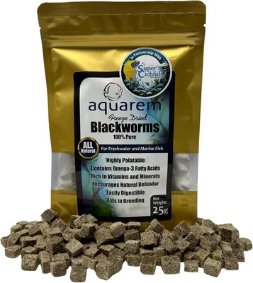 Freeze Dried California Blackworms - All Natural - 100+ Cubes - Aquarium Food