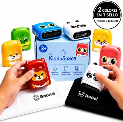 Sello para Ropa Personalizado TheKiddoSpace - Doble Cara, Impermeable (Blanco + Negro)