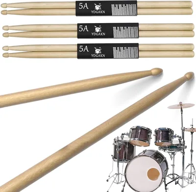 YDGAKN Baquetas para Tambor 3 Pares, Baquetas 5A Profesionales, Madera de Maple