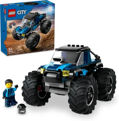 LEGO City Blå Monster Truck Toy för 5 år och över, Bilset med en driver minifigur