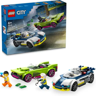 LEGO City Politieauto en Spierauto Achtervolging, Racevoertuigen Speelgoed voor Jongens & Meisjes van 6+, Leuk Cadeau voor Kinderen die van Autorijden Houden