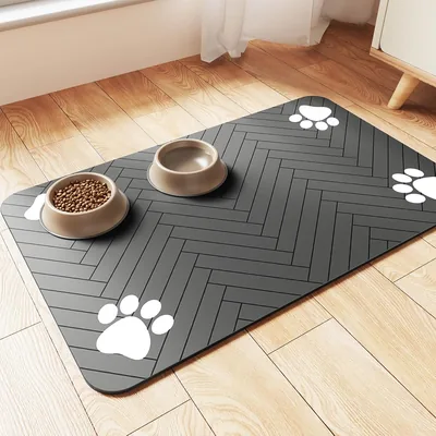 Pet Feeding Mat - Absorbent Placemat for Food & Water Bowls