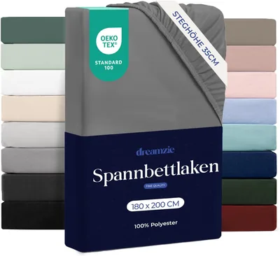 Dreamzie Fitted Sheet, 180 x 200 cm, Soft Microfibre, für Dicke Matratzen, OEKO-TEX-Zertifiziert, Komfort, Atmungsaktivität, Einfach