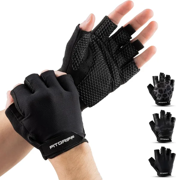 Fitgriff Gym Gloves for Men and Women (Padded) - Non-Slip Fitness Gloves for Training