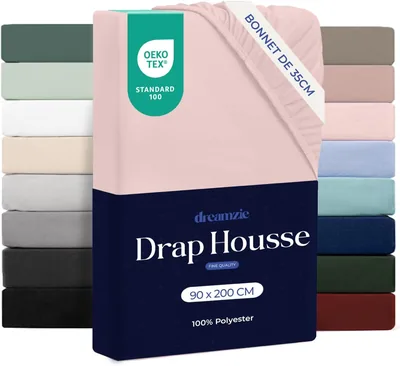 Dreamzie - Housse de matelas ajustée pour enfants 90 x 200 cm avec poches de 35 cm | Microfibre ultra douce - Matelas épais - Oeko-Tex | Confort