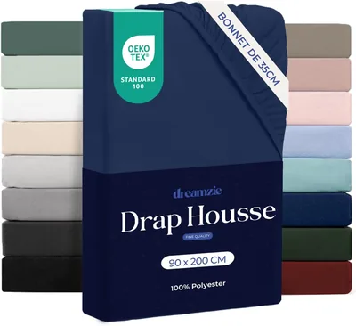 Dreamzie - Housse de matelas ajustée pour enfants 90 x 200 cm avec poches de 35 cm | Microfibre ultra douce Oeko-Tex | Confort