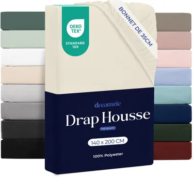 Dreamzie - Housse de matelas ajustée 140x200 cm avec coins de 35 cm | Microfibre ultra douce - Matelas épais - Oeko-Tex | Confort, Respirant