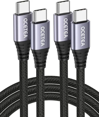 Ocetea 60W USB-C Kabel [2 Pack 2m] PD Ladekabel 20V/3A Kompatibel med iPhone 15/15 Pro/15 Pro Max, MacBook Air, iPad Pro