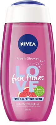 Nivea Love Fun Times Shower Gel Body Wash, 250ml Pink Grapefruit Scent - 22% Off