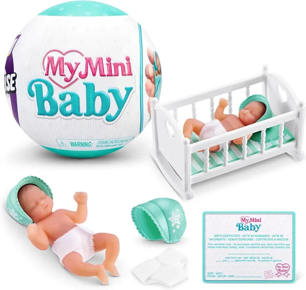 Zuru 5 Surprise My Mini Baby Series 1 Collectible Mystery Capsules Toy for Girls Realistic Miniature Babies Playset