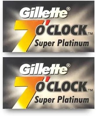 Gillette 7 o' Clock Super Platinum - 10 dwustronnych żyletek do golenia z powłoką platynową
