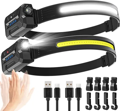Rechargeable Head Torch - 2 Pack Super Bright