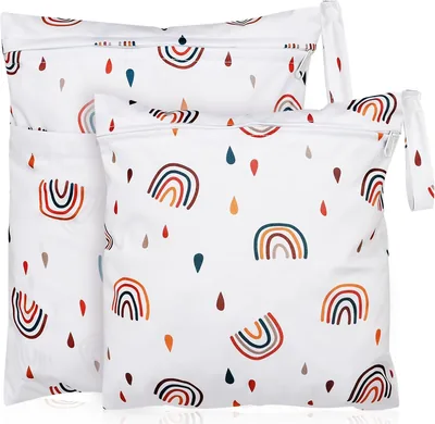 Loscarol, Pack von 2 Feuchtbeutel für die Kinderbetreuung Groß, Feuchttasche Windelbeutel Organizer, Personalisierter Baby-Stoffbeutel