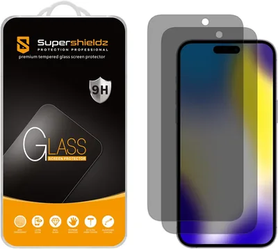 Supershieldz 2 Pack Privacy Screen Protector for iPhone 15 Pro Max