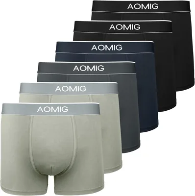 Aomig Men's Boxer Shorts - Soft Cotton Trunks
