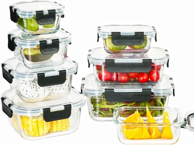 EasyWare JUEGO DE RECIPIENTES DE VIDRIO HERMÉTICO, CONTENEDORES Para Alimentos con Tapas Cierre Fácil
