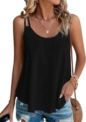 DUOEASE Femmes Col Rond Sans Manches Top Décolleté Creux Tank Summer