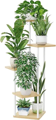 Bamworld Inomligt Ecka Plantstand, Hög Metal Plant, 5-Tors Flower Stand för Terrass, Trädgård, Balkon, Livrum, Sängrum (30% Avrunkning)