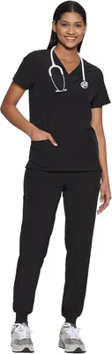 COZYFIT Scrubs Set - Stretch V-Neck Scrub Top & Jogger Pant (8 Pockets) Best Deal