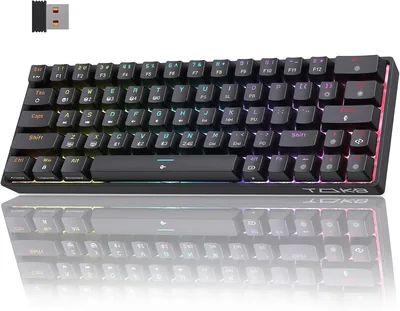 Clavier mécanique sans fil TMKB T63 à 60 %, rétroéclairage RGB, Bluetooth/2.4G/Type-C (Bleu)